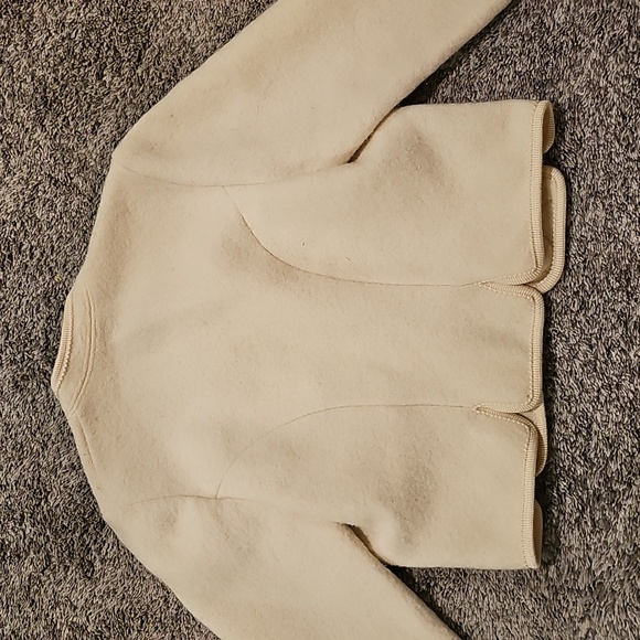 STUNNING VINTAGE GIESSWEN Women's Cream Quilted Wool Crop Jacket - Picture 6 of 7